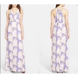 Astr Lavender and Cream Floral Maxi Dress